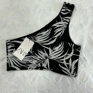 Zara one shoulder strap tropical crop top size large